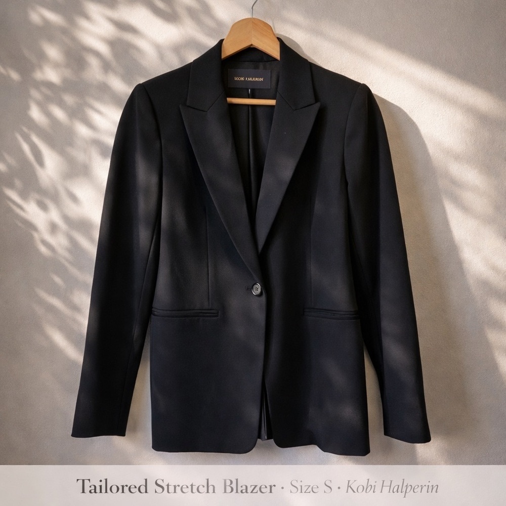 Kobi Halperin Black Tailored Blazer Size S Structured Stretch Jacket